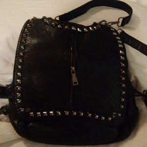 Black Studded Leather Bag Backpack *last discount